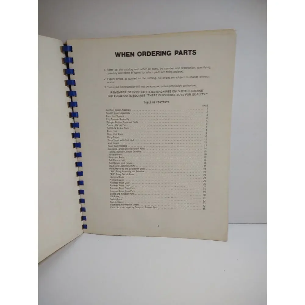 Gottlieb 1980 Pinball Machine Parts Catalog + Price List For Electronic Games